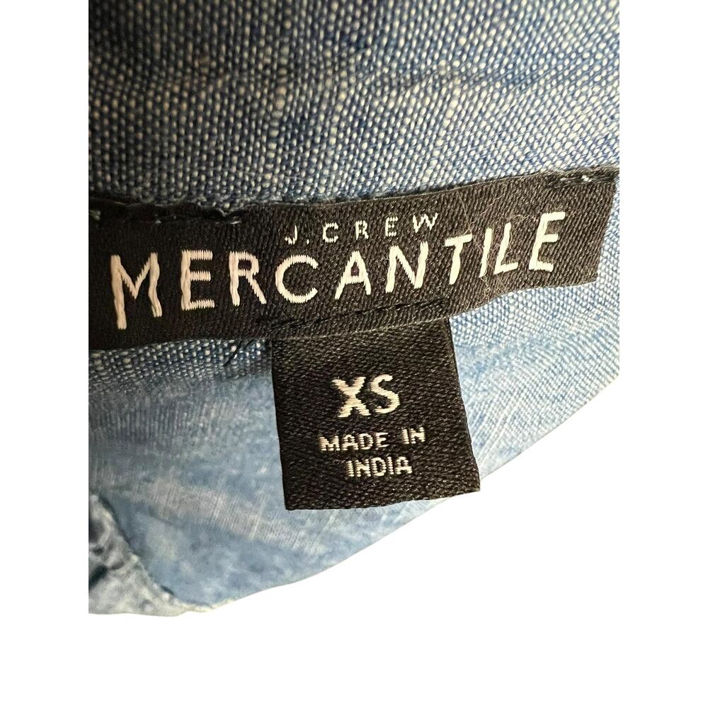 J.Crew Mercantile Blouse Womens XS Blue Embroidered Tassel Tunic Top Boho - Picture 4 of 6